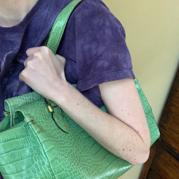 Kate Spade Green Croc Leather Shoulder Bag - Picture 6 of 9